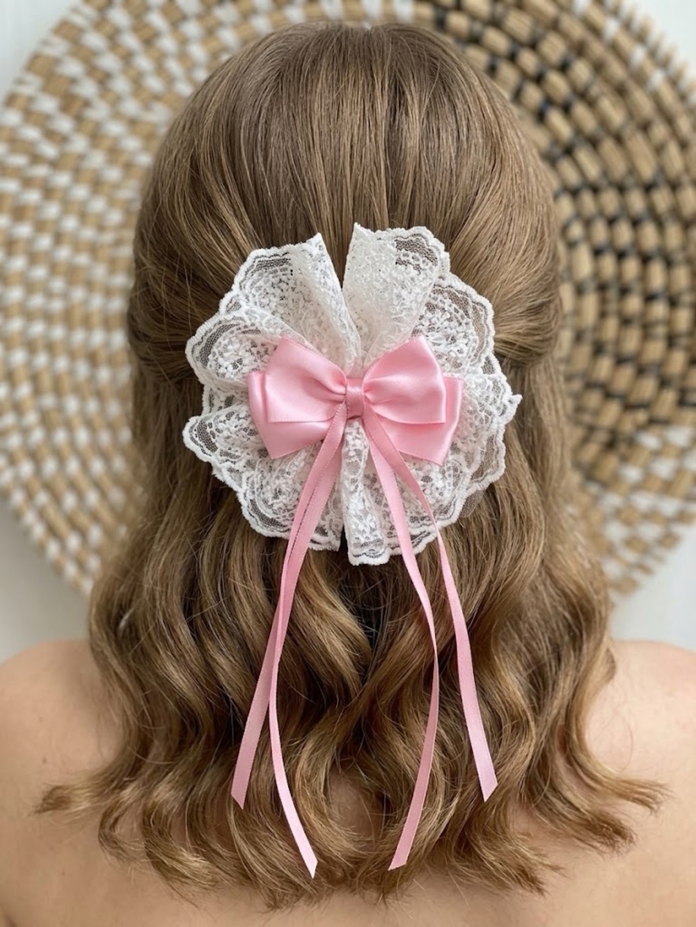 Pink Lace Bow Hair